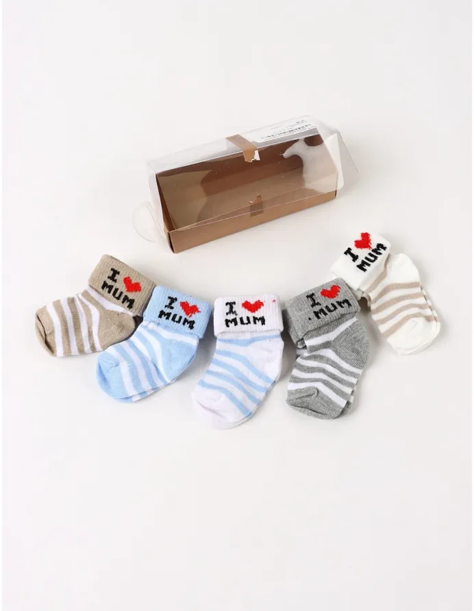 Set 5 perechi sosete I Love Mum, colors picture - 2