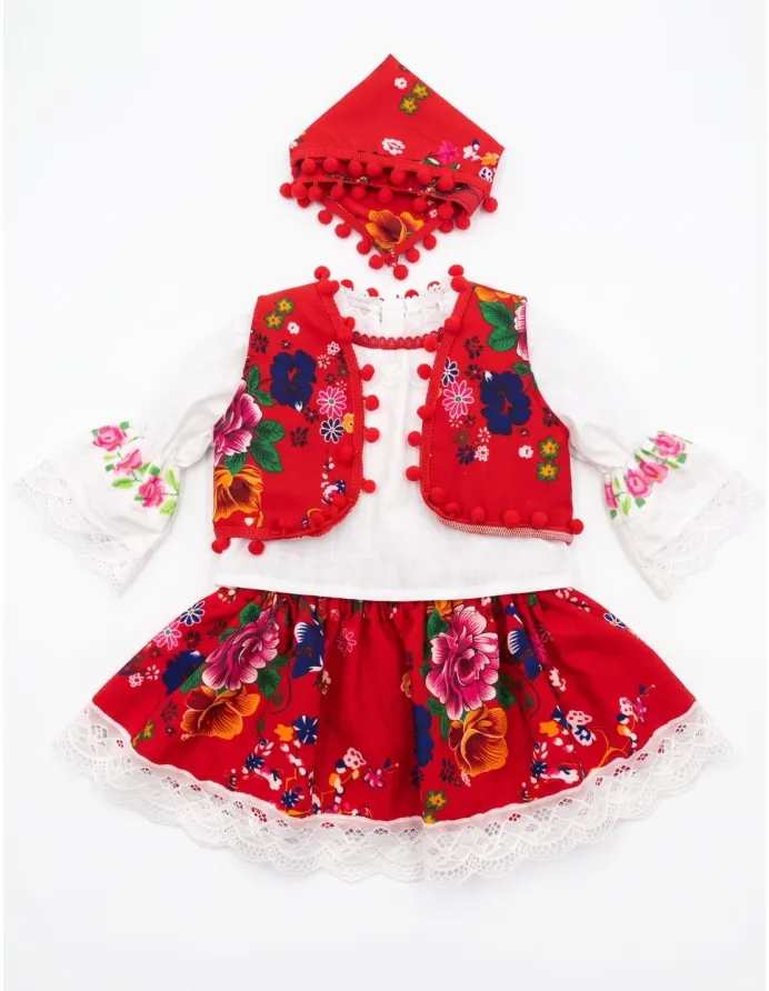 Set traditional Cneajna, alb-rosu picture - 3