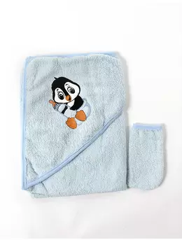 Prosop baie cu manusa Pinguinul blue-blue 1