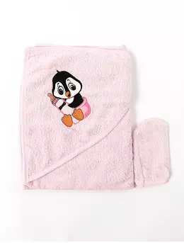 Prosop baie cu manusa Pinguinul roz-roz 1