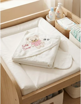 Prosop de baie, Cute Bear, alb-roz