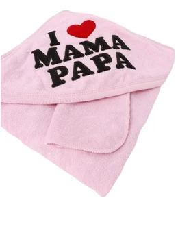 Prosop de baie I Love Mama & Papa roz 2