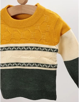 Pulover baietei Miguelle galben-kaki
