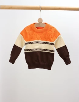 Pulover baietei Miguelle portocaliu-maro