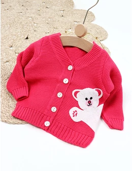 Pulover HIDEN BEAR coral-aprins 1