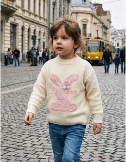 Pulover Mohair, BlooBloom, alb