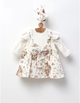 Rochita cu bentita, Anabella Bear, alb-multicolor