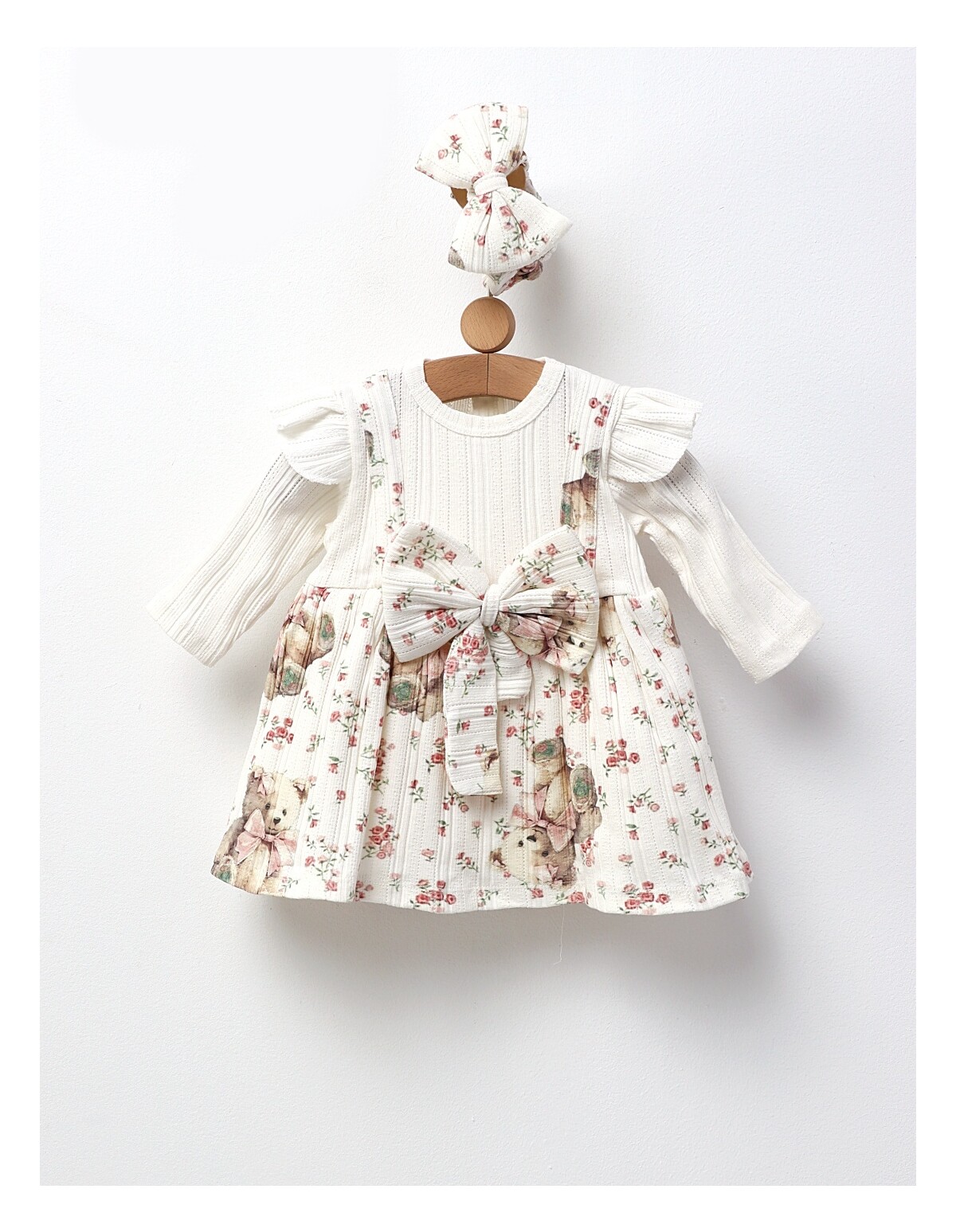 Rochita cu bentita, Anabella Bear, alb-multicolor