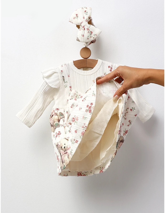 Rochita cu bentita, Anabella Bear, alb-multicolor picture - 3