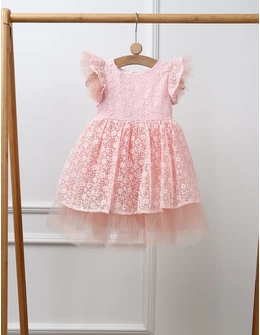 Rochita cu broderie, Kiara, model roz