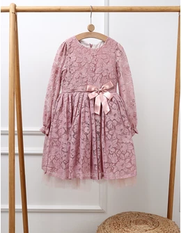 Rochita cu broderie, Lara, model roz-prafuit