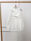 Rochita cu broderie si fundita Anisa, alb corai picture - 5