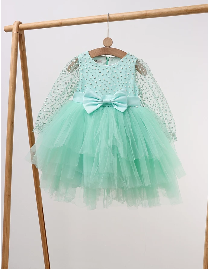 Rochita cu tulle Mara, verde picture - 2