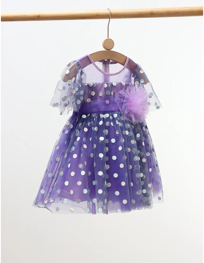 Rochita cu tulle si buline Ana, mov picture - 2