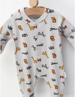 Salopeta ace trase, cu botosei, Animalute, gri