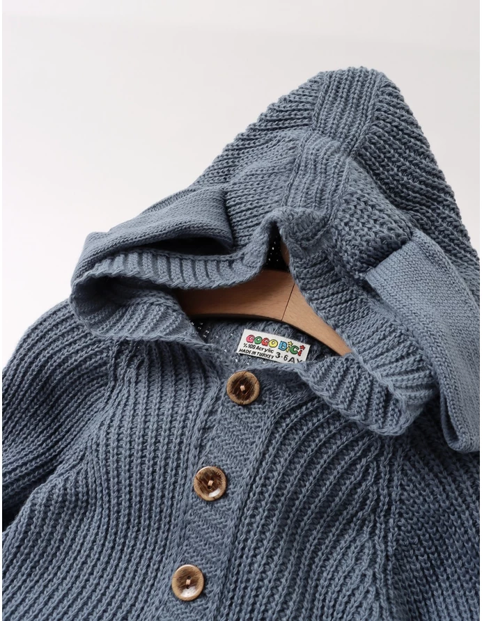 Salopeta crosetata, gluga cu urechiuse, albastru picture - 2