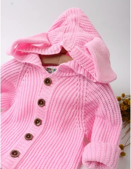 Salopeta crosetata, gluga cu urechiuse, roz