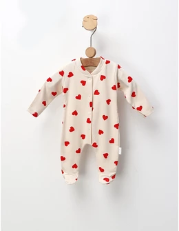 Salopeta cu botosei World Of Hearts, crem-rosu