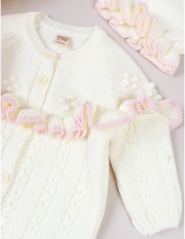 Salopeta cu fes, Croset Premium, Anna alb