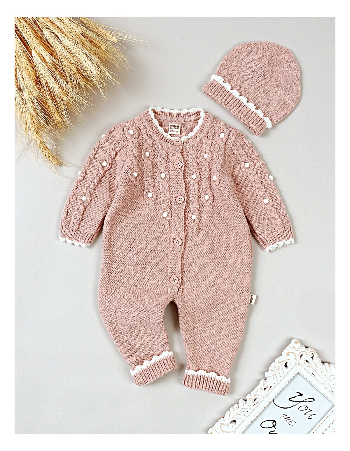 Salopeta cu fes, Croset Premium, Mara, roz-pudra