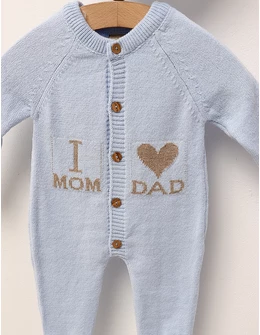 Salopeta cu fes Love Mom Dad acrilic blue