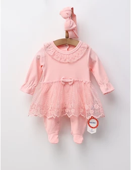 Salopeta cu bentita si tulle Crina, model roz