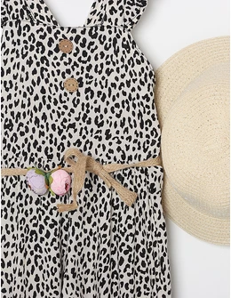 Salopeta cu palarie LEOPARD crem-negru 2