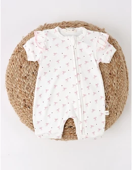 Salopeta de vara, Baby Girl, alb-roz