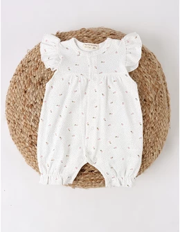 Salopeta de vara, Girls Summer, alb floricele