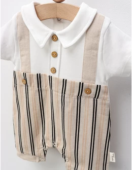 Salopeta Fashion Boy, alb-crem