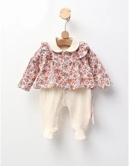 Salopeta inflorata, stil jacheta, crem