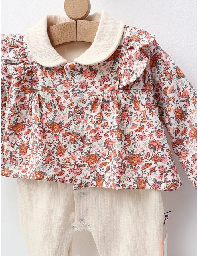 Salopeta inflorata, stil jacheta, crem picture - 2