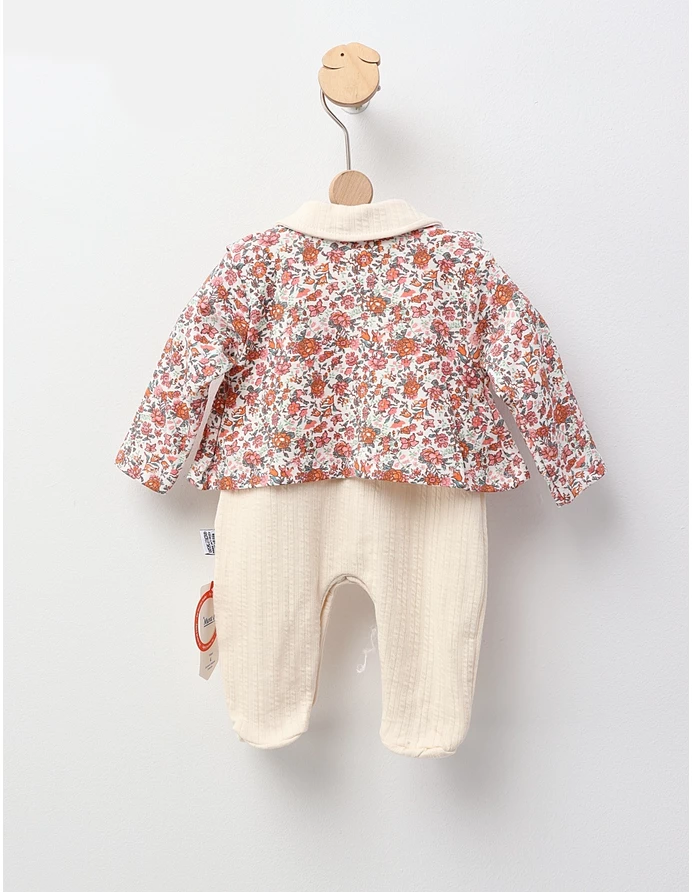 Salopeta inflorata, stil jacheta, crem picture - 3