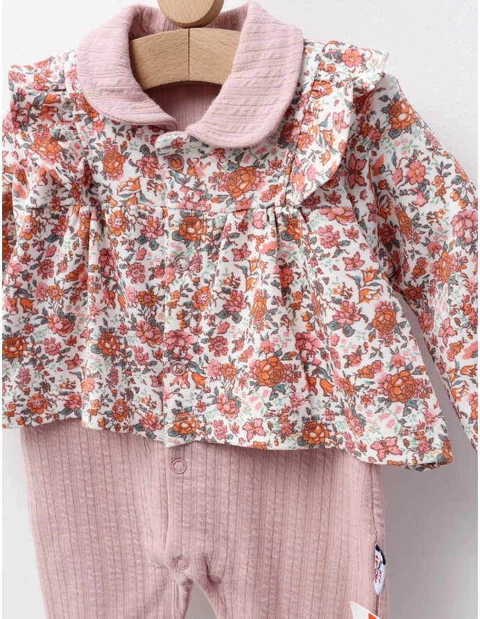 Salopeta inflorata, stil jacheta, roz-prafuit picture - 2