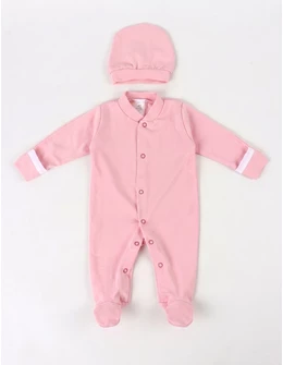 Salopeta + caciula baby CFX roz