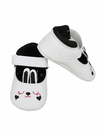Sandale iepuraș baby alb-negru