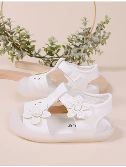 Sandalute floricele, model flexibil, alb 2