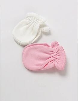 Set 2 perechi manusi pentru bebelusi, roz-alb