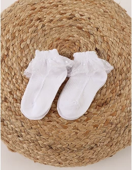Set 2 perechi soseste cu dantela, premium alb