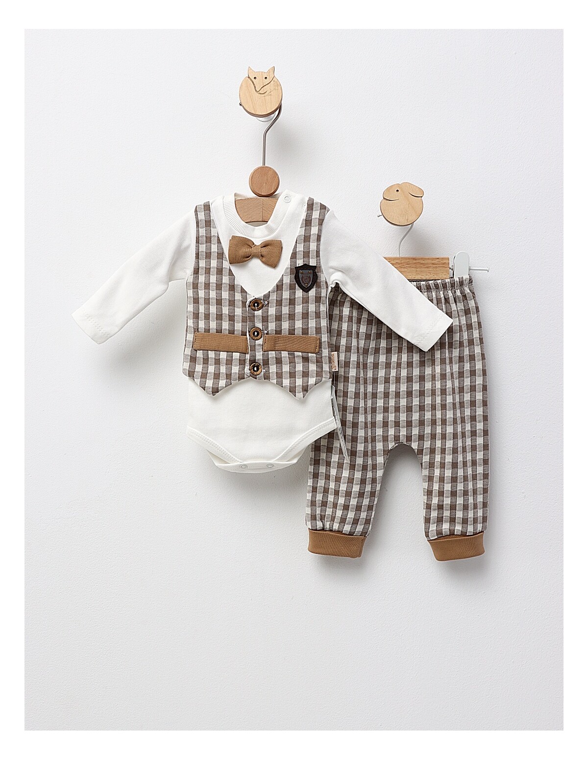 Set 2 piese bebe, cu body, New Fashion, cu bej