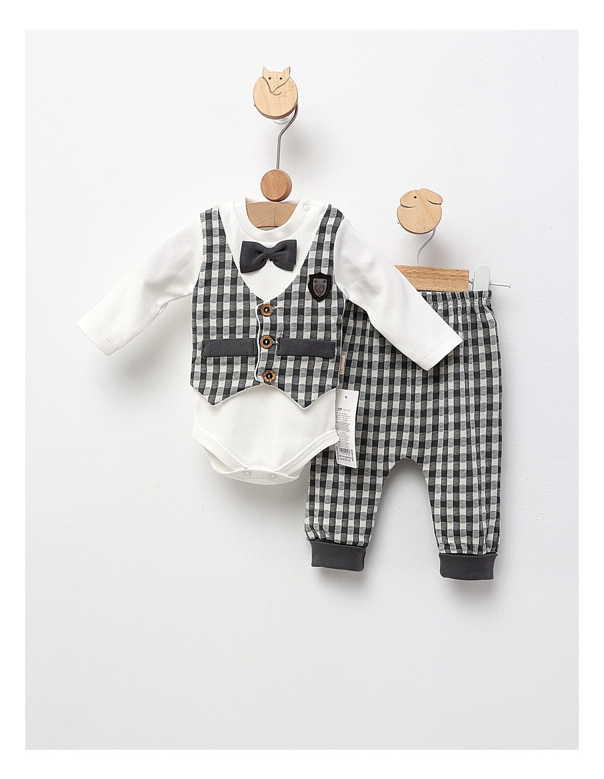 Set 2 piese bebe, cu body, New Fashion, cu gri