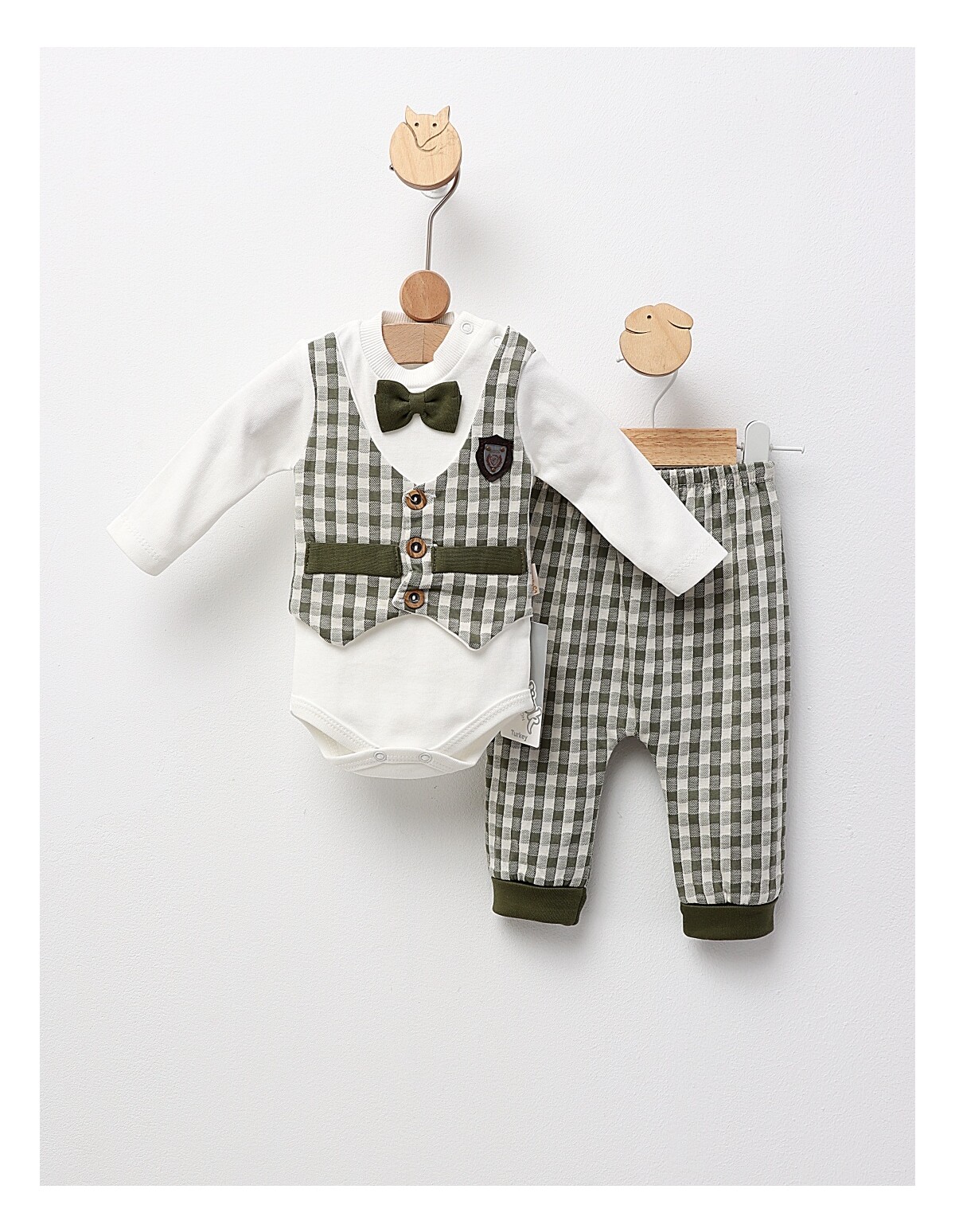Set 2 piese bebe, cu body, New Fashion, cu verde
