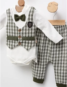 Set 2 piese bebe, cu body, New Fashion, cu verde