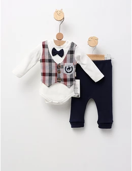 Set 2 piese bebe, cu body, Play Polo, cu rosu