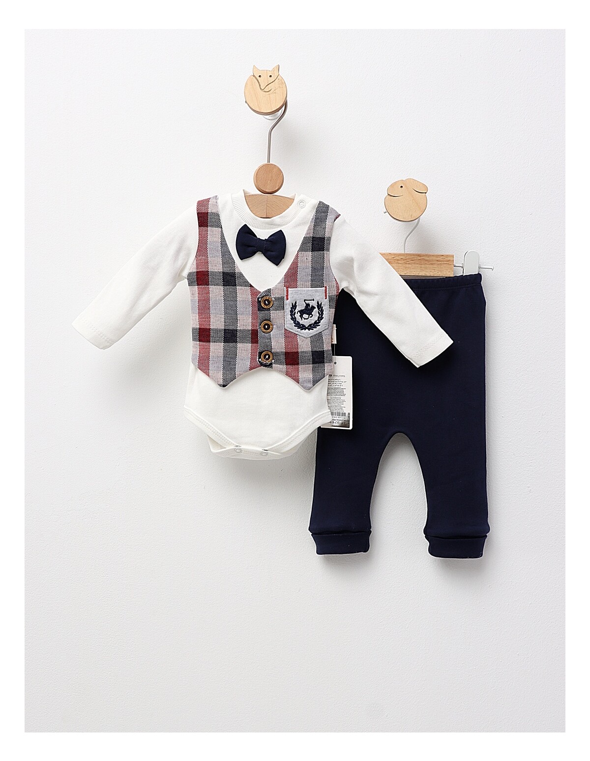 Set 2 piese bebe, cu body, Play Polo, cu rosu