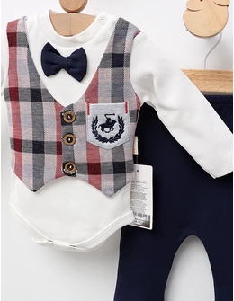 Set 2 piese bebe, cu body, Play Polo, cu rosu