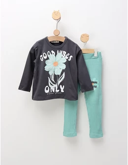Set 2 piese GOOD VIBES, verde