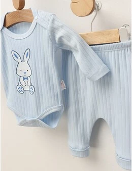 Set 2 piese, Happy Rabbit, albastru