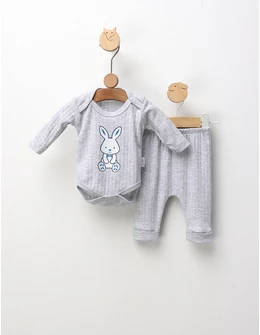 Set 2 piese, Happy Rabbit, gri 62 (0-3 luni)