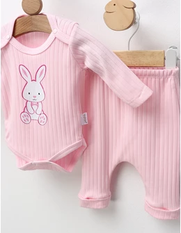 Set 2 piese, Happy Rabbit, roz